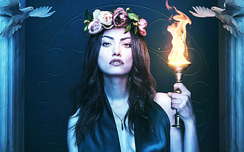 Phoebe Tonkin, flowers crown, actress, brunette HD wallpaper