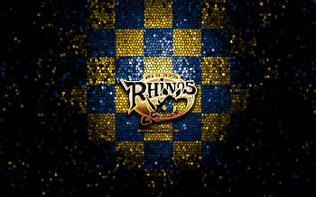 Leeds Rhinos, glitter logo, SLE, yellow blue checkered background, rugby, english rugby club, Leeds Rhinos logo, mosaic art HD wallpaper