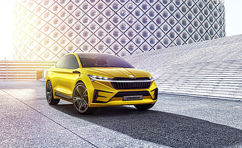 Škoda Vision iV, yellow, concept car HD wallpaper