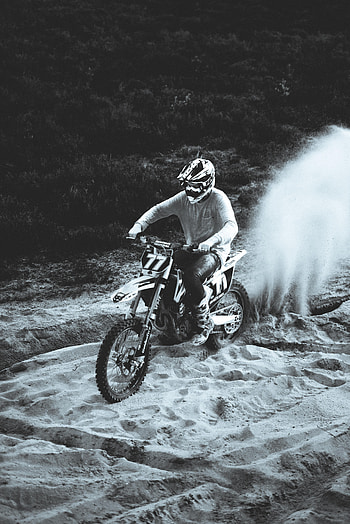Sand, Motorcycles, Rally, Motorcyclist, Motorcycle, Bike, Black And White, Black-And-White HD phone wallpaper