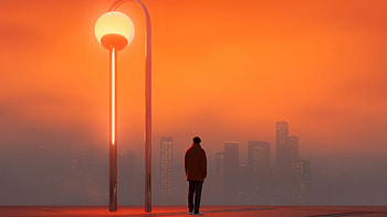 Lantern On Light Pole, ai, artist, artwork, digital-art, light-pole HD wallpaper