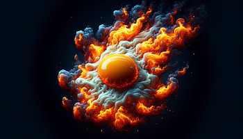 Fiery Fried Egg - Sizzling Background, egg, fried egg, fire, flame, Abstract HD wallpaper