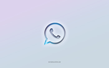 WhatsApp logo, cut out 3d text, white background, WhatsApp 3d logo, WhatsApp emblem, WhatsApp, embossed logo, WhatsApp 3d emblem HD wallpaper