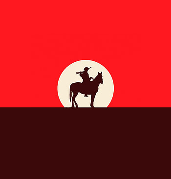 Red Dead Redemption 2, sunset, silhouette, 2018 game, cowboy HD phone wallpaper