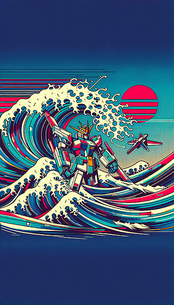 Retro Wave Mecha Art, wave, retro, Anime, anime sunset, retro anime HD phone wallpaper