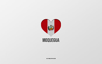 I Love Moquegua, Peruvian cities, Day of Moquegua, gray background, Peru, Moquegua, Peruvian flag heart, favorite cities, Love Moquegua HD wallpaper