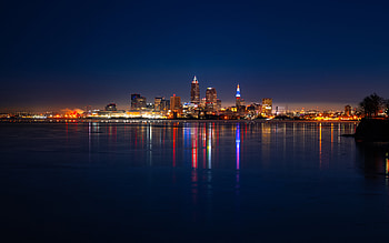 City Skyline, night, skyline, city, lights HD wallpaper