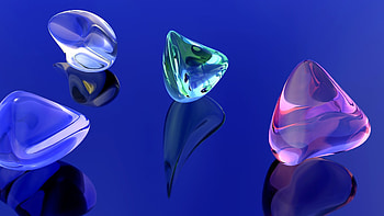 Blue reflection stone, Captivating shine, Transparent gems, Digital artwork HD wallpaper