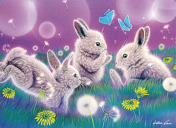 white rabbits, flowers, butterfly, animals, rabbits HD wallpaper