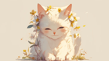 Floral Feline Bliss in, Animal, cat, cute, cute cat, flower HD wallpaper