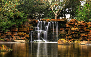 Highfields Park Cascade, Waterfalls HD wallpaper