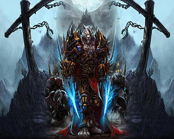 Werewolf Warriors, werewolves, armour, wow, castle, chains, blades HD wallpaper