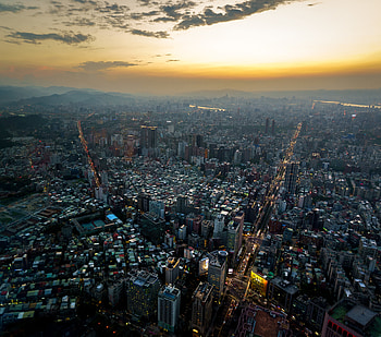 Cities, Sunset, City, Building, View From Above, Overview, Review HD wallpaper