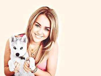 Miley Cyrus, puppy, model, miley, cyrus, singer, beautiful, actress HD wallpaper