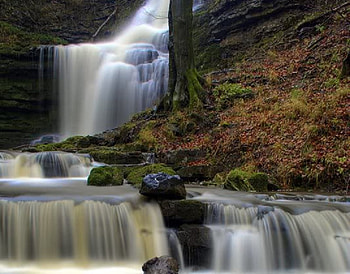 A Bend In The River, falls, river, water, rock HD wallpaper