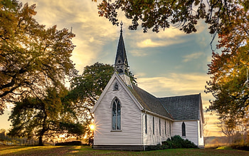 Church in New Zealand, sunbeams, autumn, New Zealand, church HD wallpaper