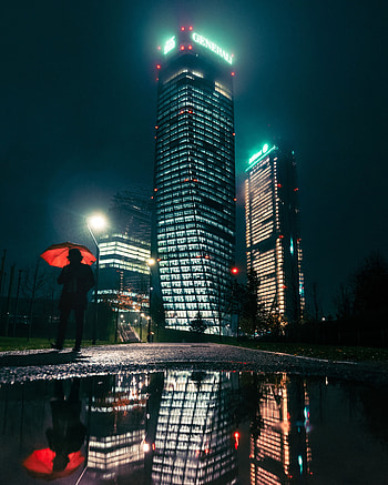 Rain, Night, City, Dark, Human, Person, Umbrella HD phone wallpaper