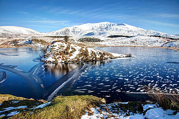 Snowdonia lake, winter, Wales, UK, lake HD wallpaper