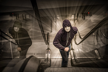 Miscellanea, Miscellaneous, Ladder, Stairs, Man, Mask, Hood HD wallpaper