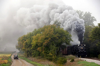 Which is faster?, trees, old, train, car HD wallpaper