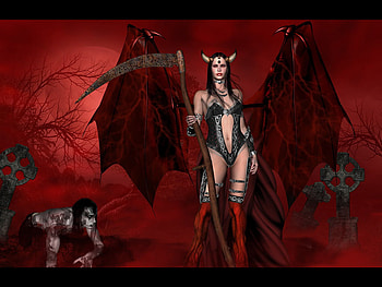 Demonic, fantasy, girl, dark, demon, female HD wallpaper