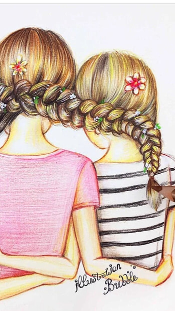 3 Friends, Sketch, Girls, Friends HD phone wallpaper