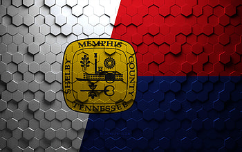 Flag of Memphis, Tennessee, honeycomb art, Memphis hexagons flag, Memphis, 3d hexagons art, Memphis flag HD wallpaper