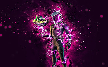 Geometrik, , violet neon lights, Fortnite Battle Royale, Fortnite characters, Geometrik Skin, Fortnite, Geometrik Fortnite HD wallpaper