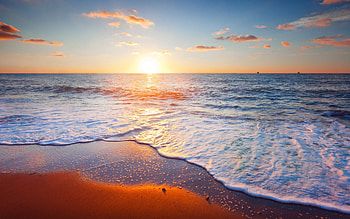 Sunset: Golden Panorama of Sea and Sky, sea, sunsets, landscape, sky, panorama HD wallpaper
