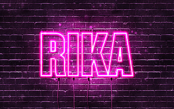 Happy Birtay Rika, , pink neon lights, Rika name, creative, Rika Happy Birtay, Rika Birtay, popular japanese female names, with Rika name, Rika HD wallpaper
