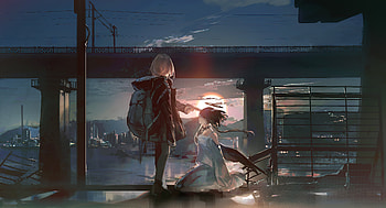 Farewell , anime-girl, anime, gun, artist, artwork, digital-art HD wallpaper