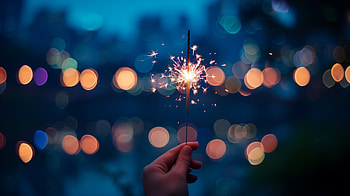 Twinkling Sparkler, sparkler, celebration, night, bokeh, hand HD wallpaper