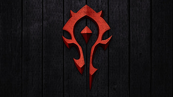 Preview world of warcraft, horde, symbol, background, red HD wallpaper