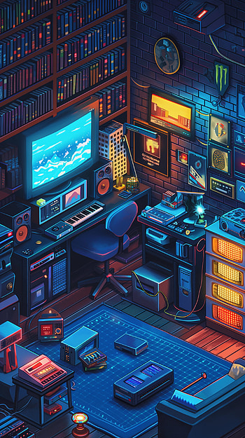 Gamer's Haven: Vibrant Studio and Keyboard Setup HD phone wallpaper