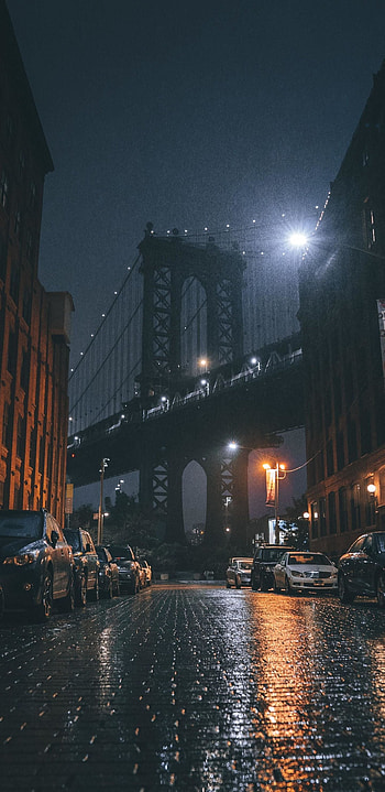 Sidewalk near bridge, city, night . Cidade, Papel de parede de fundo, Papel de parede celular, Aesthetic Skyline HD phone wallpaper