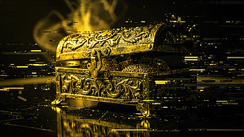 Ornate Golden Treasure Box — Jewelry Box, Treasure Chest HD wallpaper