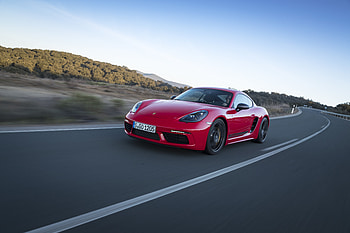 Red, sports car, Porsche 718 Cayman HD wallpaper