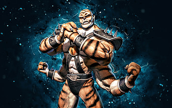 Kintaro, , blue neon lights, Mortal Kombat Mobile, fighting games, MK Mobile, creative, Mortal Kombat, Kintaro Mortal Kombat HD wallpaper