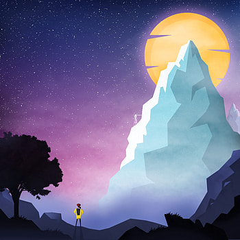 Landscape, Art, Mountains, Night, Silhouette HD phone wallpaper