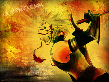 Kakashi, white, kunai, mask, hatake, ninja, sharingan, anime, red, weapon, hair, male, anbu HD wallpaper