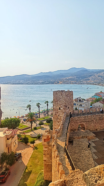 Castle and Sea, manzara, deniz manzarası, Çandarlı, Türkiye, kale HD phone wallpaper