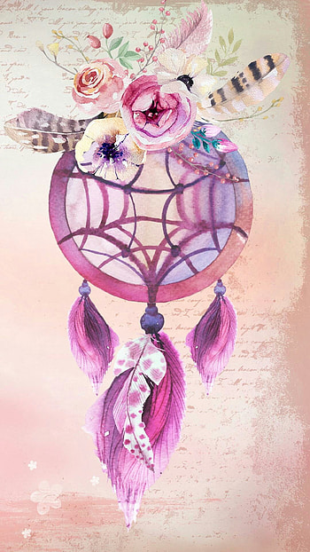 Pink and gold dreamcatcher HD phone wallpaper