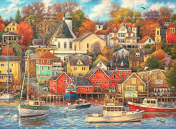 little harbor, sea, houses, lake, harbor HD wallpaper