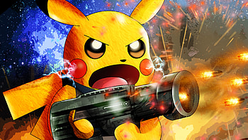 Pikachu As Rocket Raccoon, pikachu, pokemon, artist, digital-art, cartoons, deviantart HD wallpaper