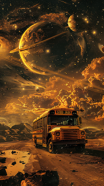 Galactic School Bus Adventure HD phone wallpaper