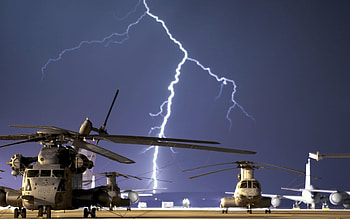 lightning strikes near airbase, military, force of nature, lightning bolt, weather, lightning strikes, jet, lightning, thunder, air force, helicopter, cool, us airbase HD wallpaper