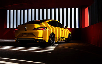2021, Acura Integra Concept, , rear view, exterior, yellow coupe, new yellow Acura Integra, japanese cars, Acura HD wallpaper