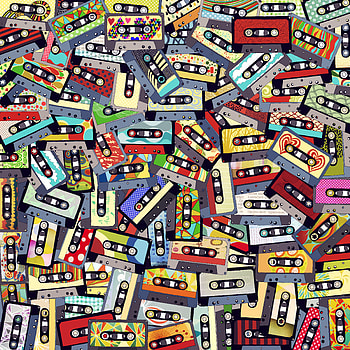 Music, Multicolored, Motley, Collage, Audio Cassettes, Tape Cassettes HD phone wallpaper