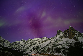 Cosmic Peaks Mountain Silhouette Against A Starry Sky, mountains, stars, sky, nature HD wallpaper