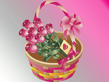 Roses, Pink, Love, Bouquet, Basket HD wallpaper
